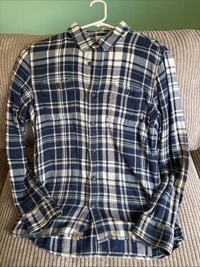 Vans Blue and White Plaid Flannel Shirt